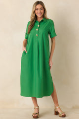 Read the Signs Green Short Sleeve Maxi Dress