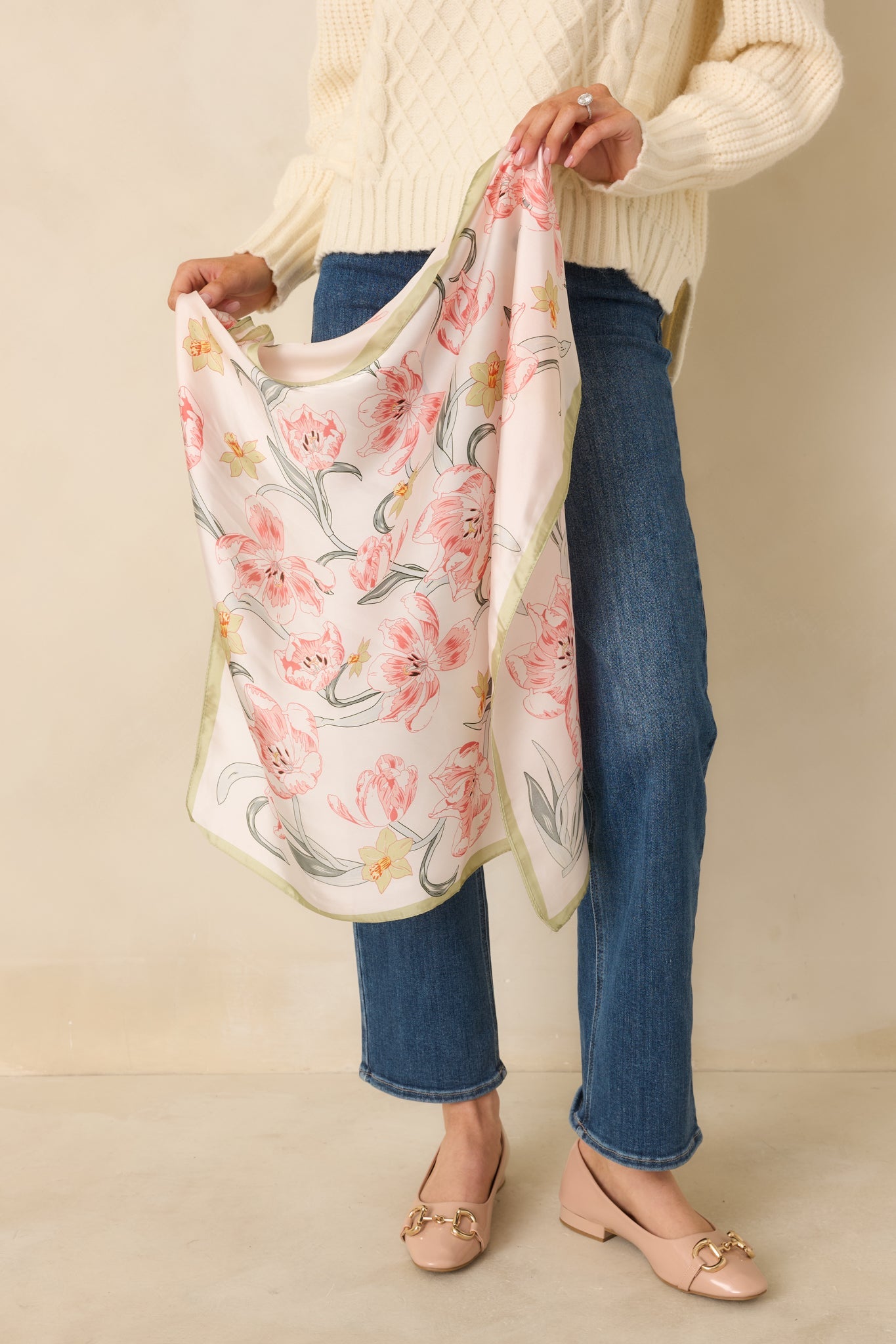 Stay With Me Green Multi Floral Print Scarf