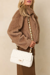 Undeniable Beauty White Quilted Crossbody Bag