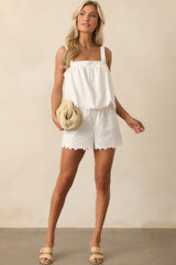 Z Supply White Pesaro Embroidered Linen Short