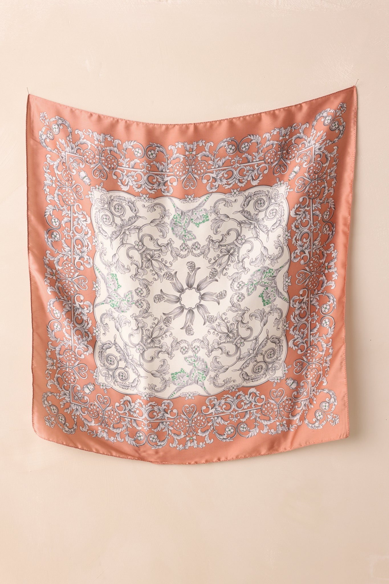 Where The Wind Blows Rose Pink Multi Print Satin Scarf