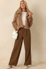 Warm Regards Mocha Brown Faux Fur Jacket