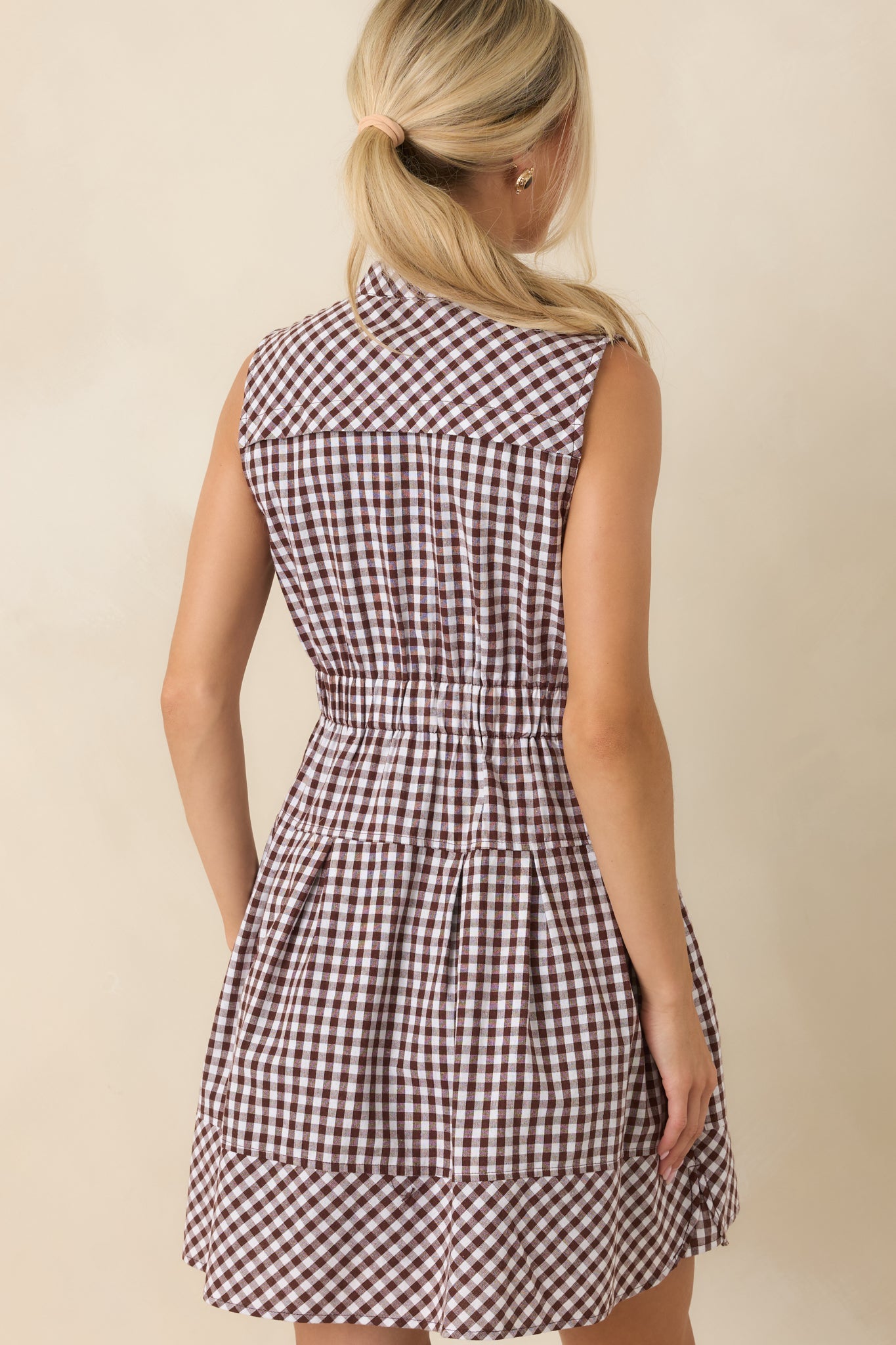 Made for Wandering Chocolate Brown Gingham Sleeveless Mini Dress