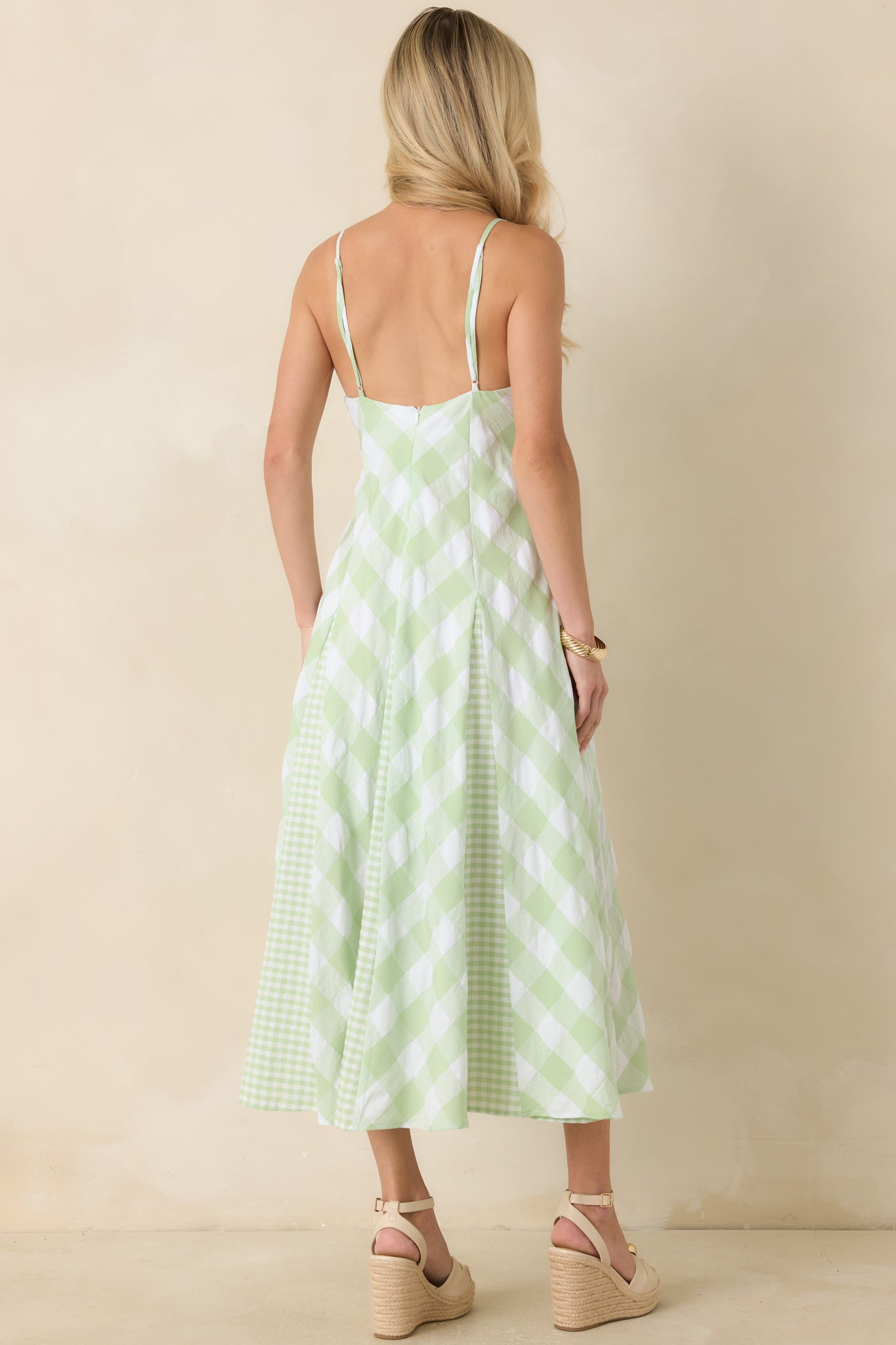 Sweetest Picnic Mint Green Gingham Midi Dress