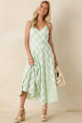 Sweetest Picnic Mint Green Gingham Midi Dress