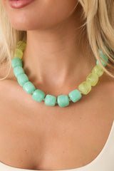Cheers to That Aqua & Light Green Beaded Necklace