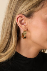 Now We're Talking Gold Abstract Twisted Hoop Earrings