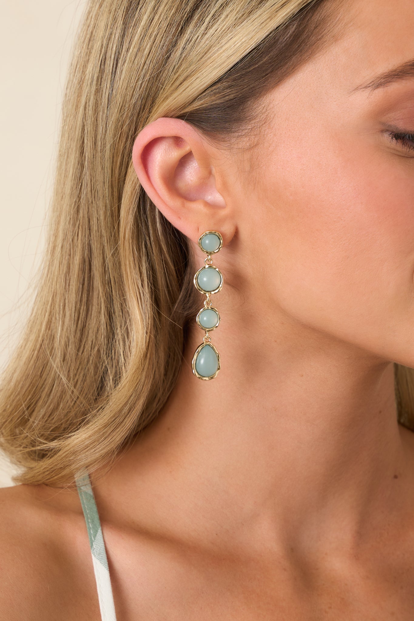 Simply Serene Gold & Sage Green Teardrop Earrings