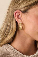 Clear Direction Gold Textured Hoop Earrings