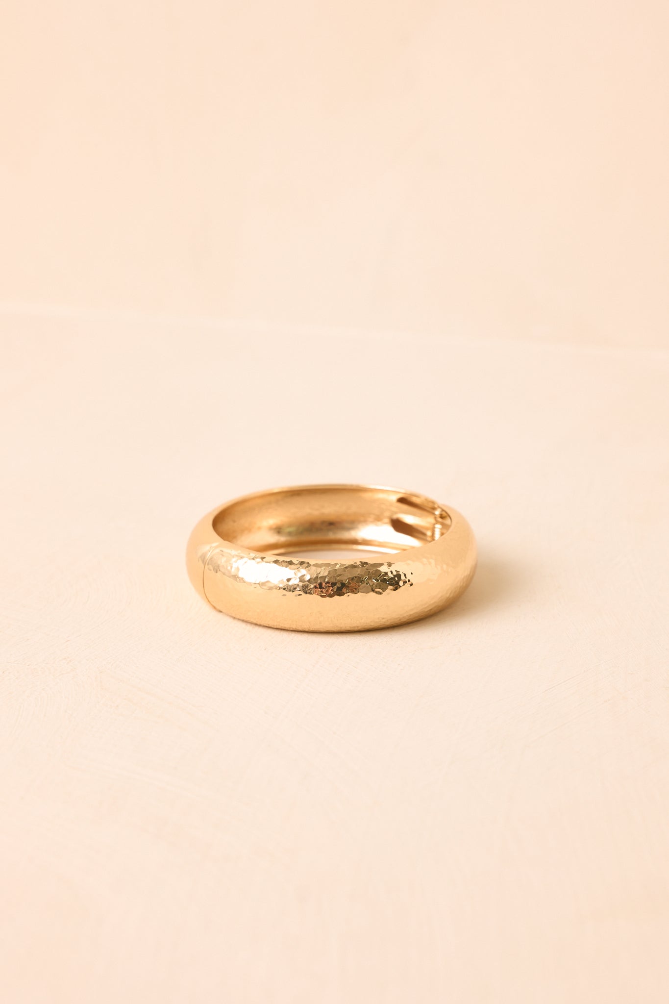 Hold On to Me Gold Hammered Hinged Cuff Bracelet