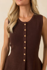 Everything in Place Chocolate Brown Knit Peplum Top