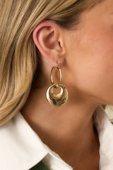 Lasting Impression Gold Interlocked Circle Drop Earrings