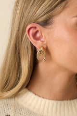 Hear Me Out Gold Double Hoop Drop Earrings