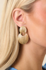 Nothing But Glam Gold Textured Statement Drop Earrings