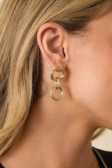 The Night Is Yours Gold Layered Circle Link Drop Earrings