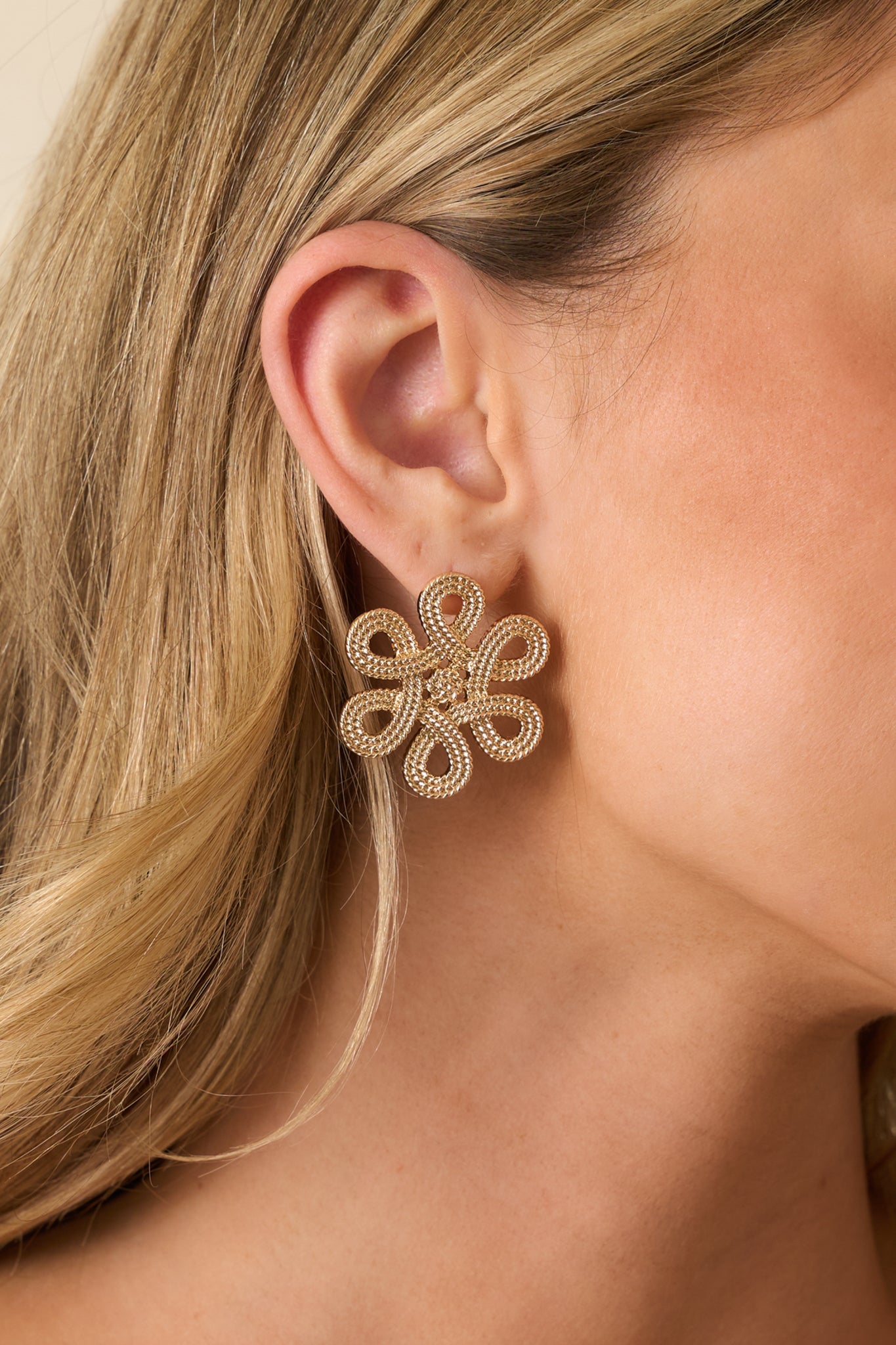 With Time To Spare Gold Flower Statement Earrings