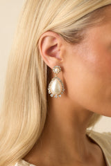 Echo of Elegance Gold Pearl & Crystal Drop Earrings