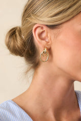 Hear Me Out Gold Double Hoop Drop Earrings
