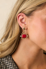 The Way I See It Textured Red Stone Drop Earrings