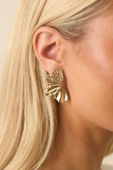 Folded in Gold Textured Fan Statement Earrings