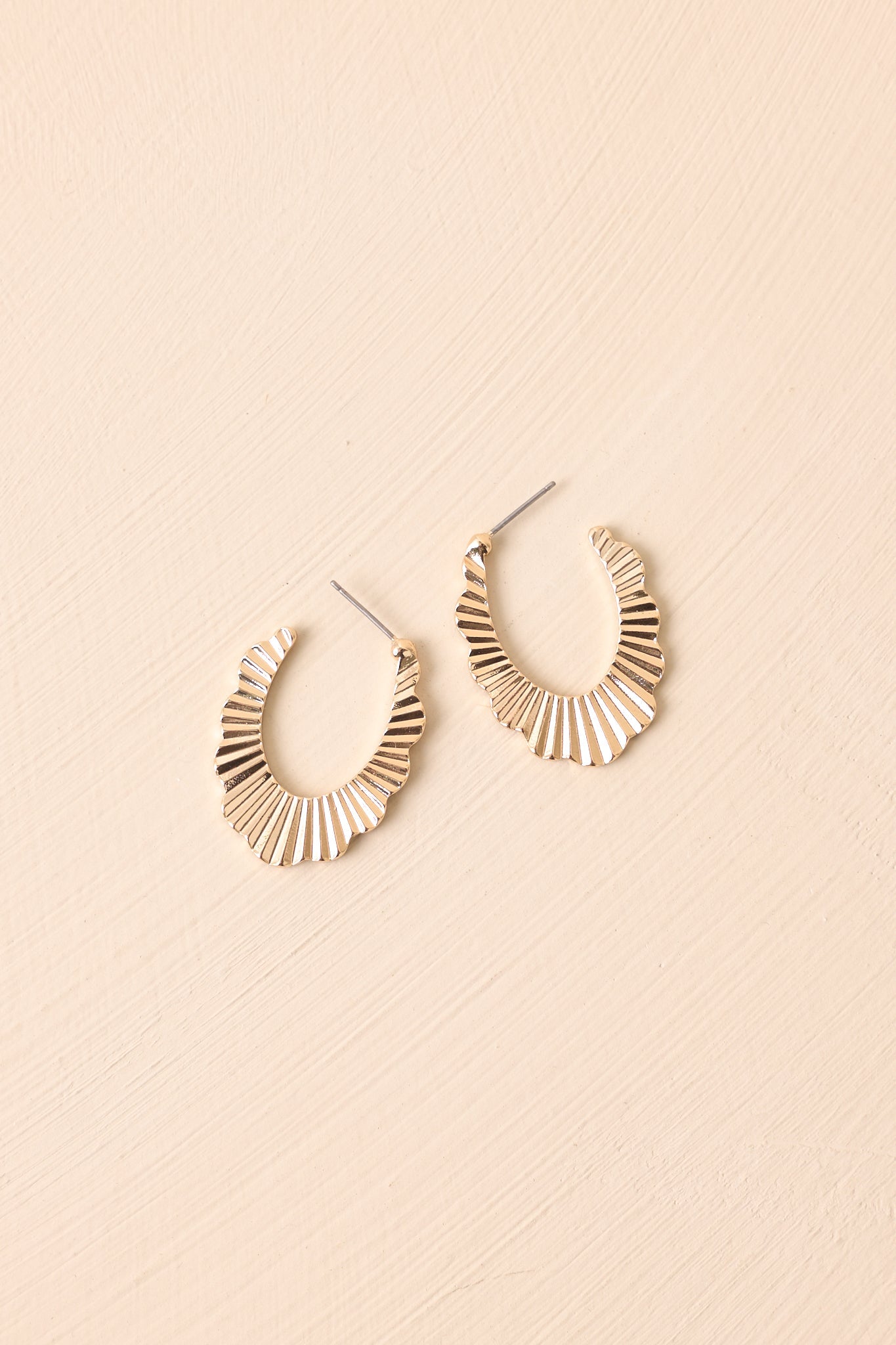 Give Me More Gold Textured Incomplete Hoop Earrings