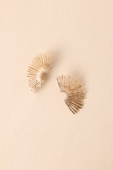 Don't You Worry Gold Textured Sunburst Fan Earrings