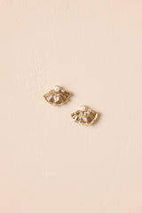 For Once In My Life Gold Textured Fan Earrings