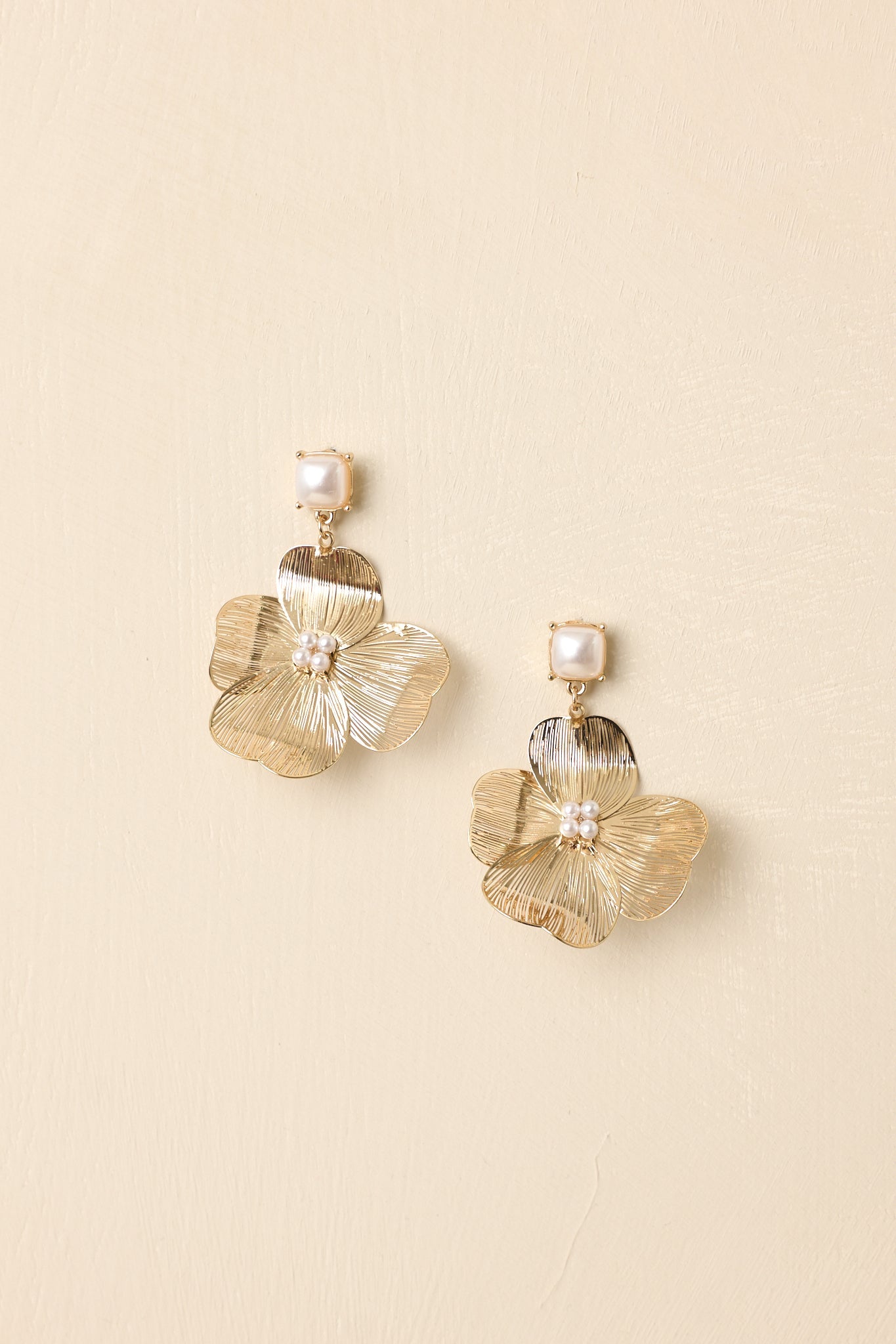 Botanical Bliss Gold & Pearl Floral Drop Earrings