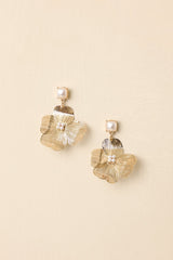 Botanical Bliss Gold & Pearl Floral Drop Earrings