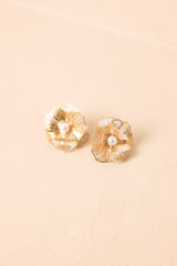 More Than Words Gold & Pearl Floral Earrings