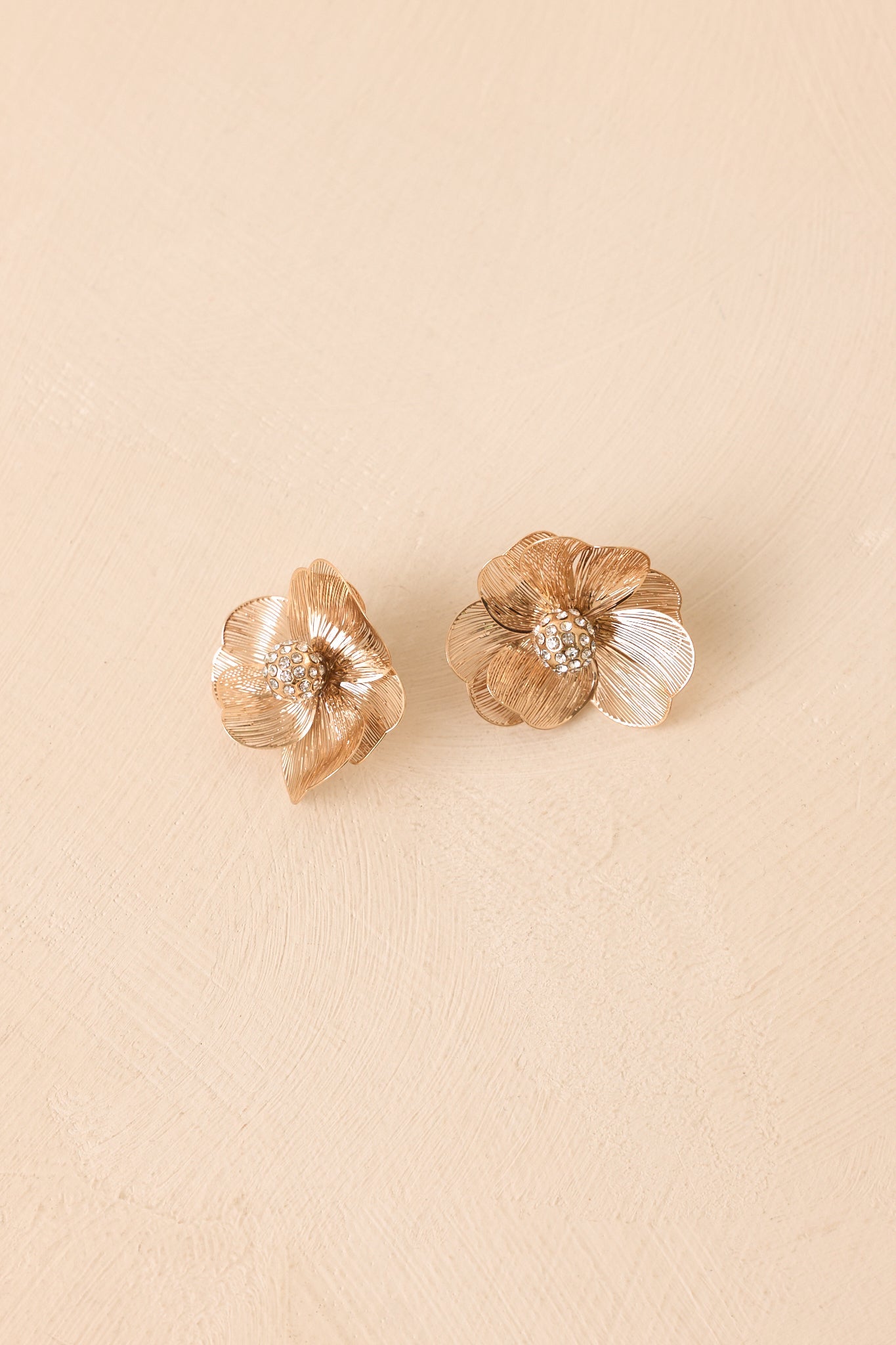 Tell Me Again Gold & Crystal Floral Statement Earrings