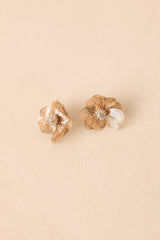 Tell Me Again Gold & Crystal Floral Statement Earrings