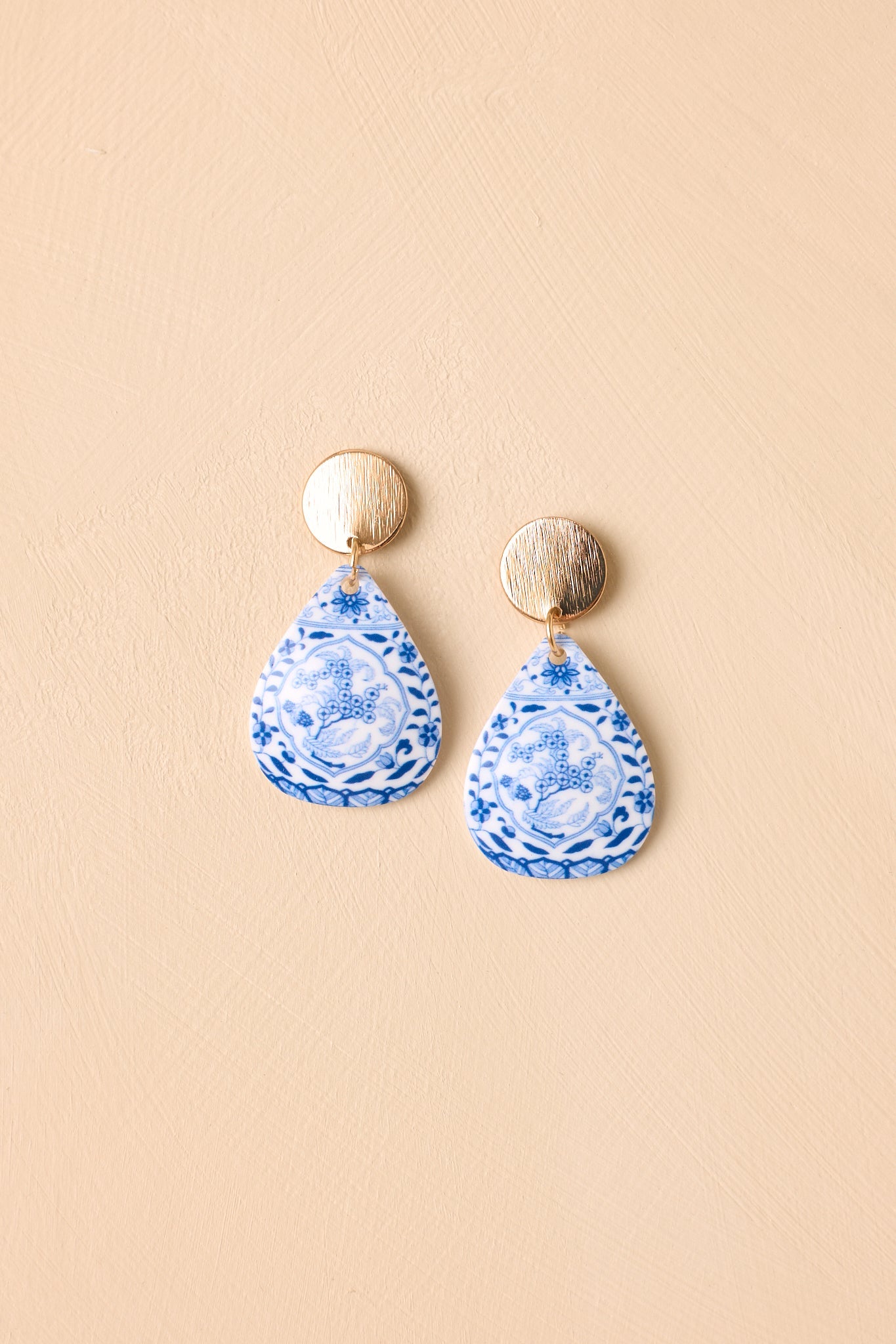 Quite Charming Gold & Blue Drop Earrings