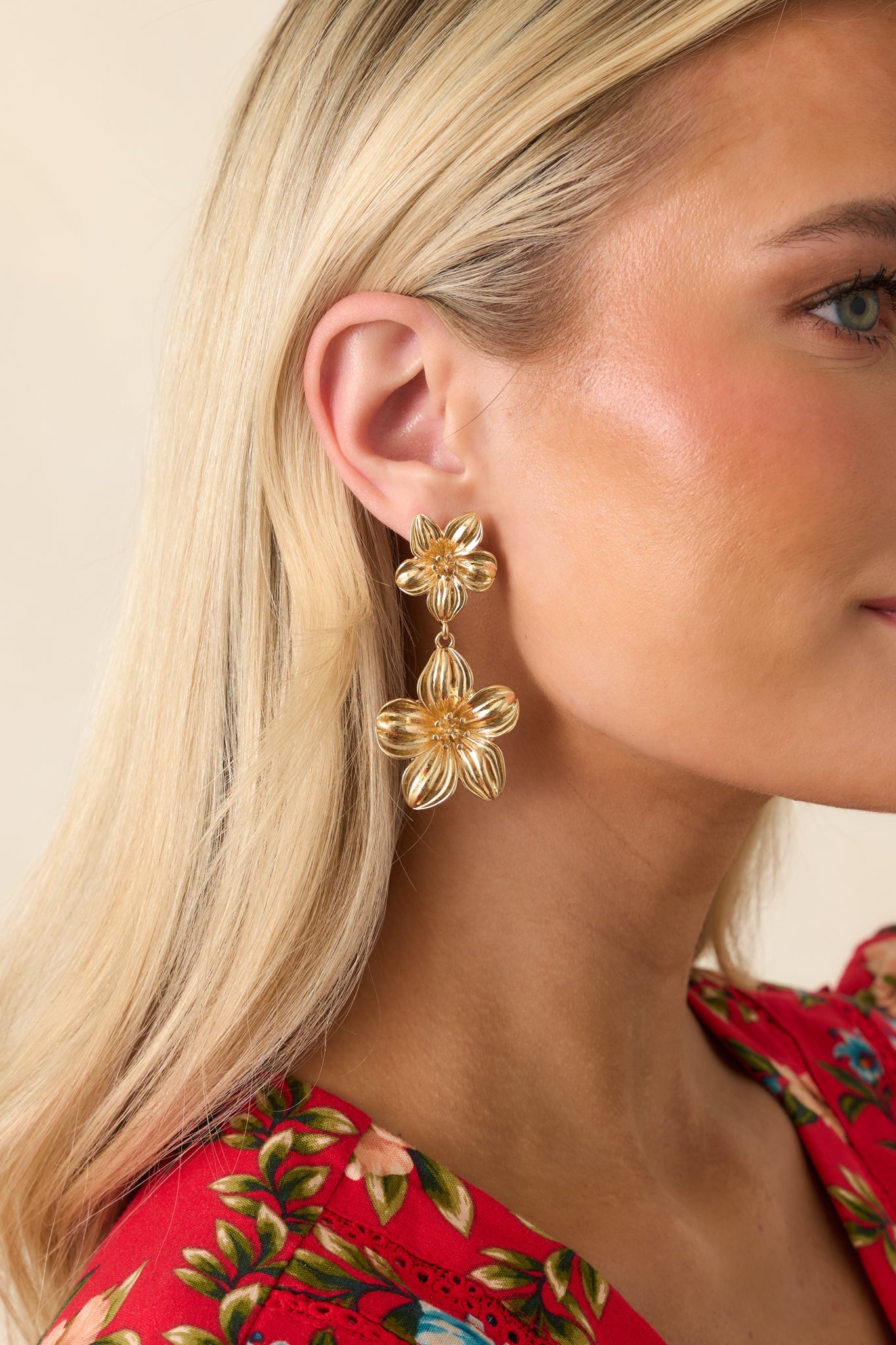 Count Your Blessings Gold Flower Drop Earrings
