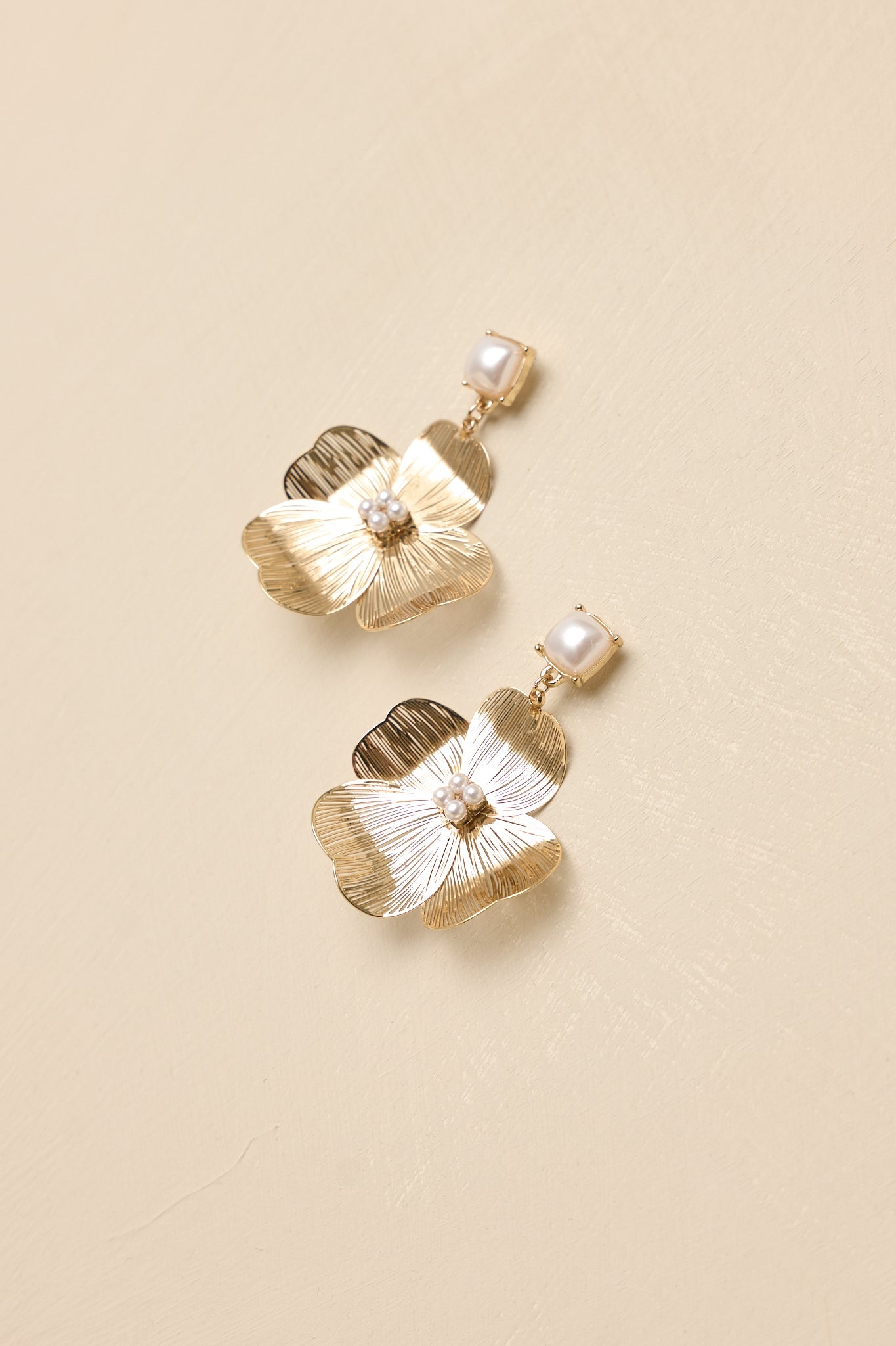 Botanical Bliss Gold & Pearl Floral Drop Earrings