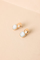 It's The Small Things Gold Textured Ice Blue Stone Earrings