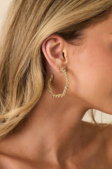 Take What's Yours Gold Twisted Rhinestone Hexagon Hoop Earrings