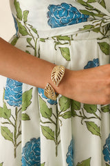 Leaf It Alone Gold Botanical Hinge Wrap Bracelet