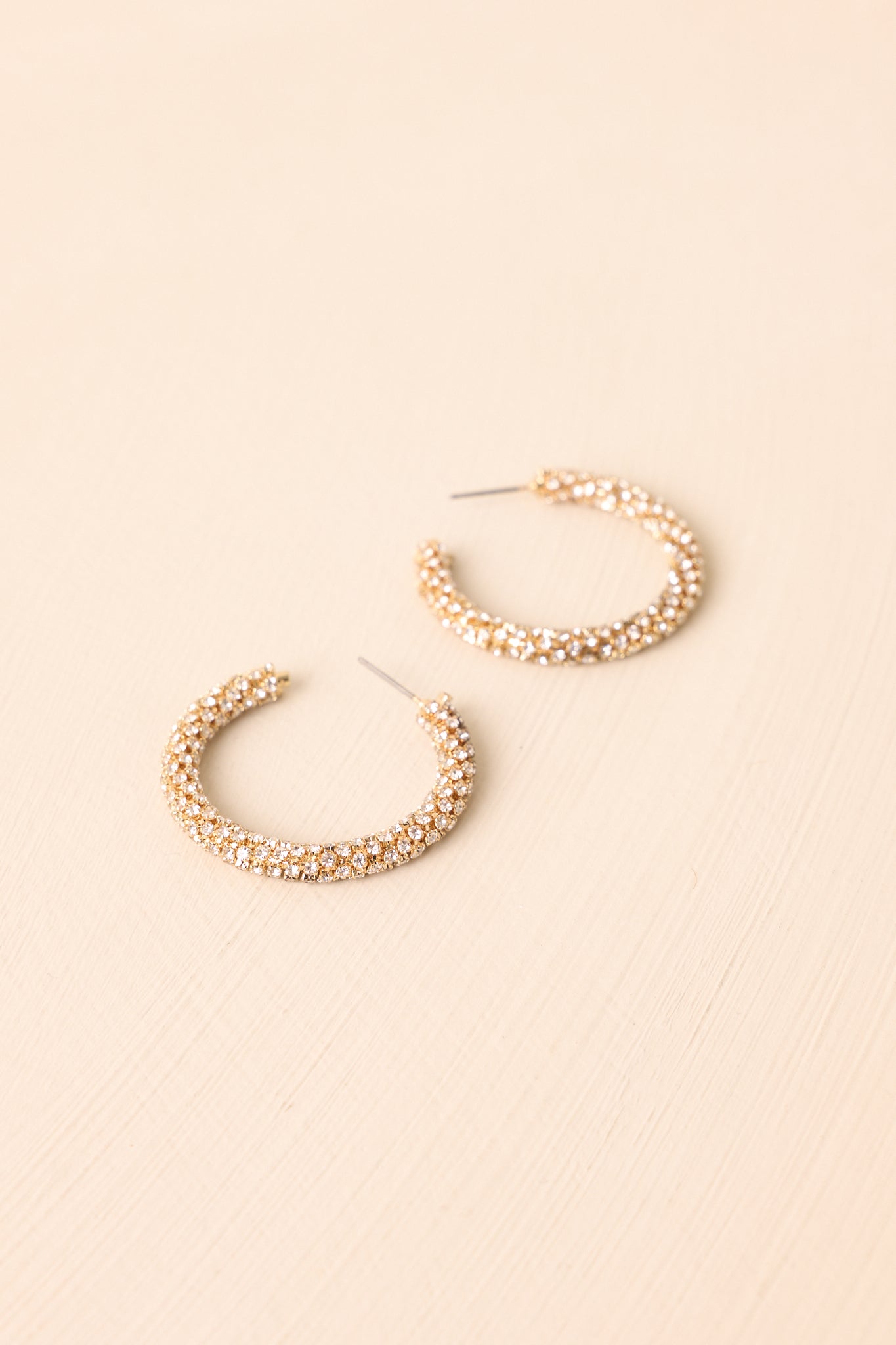 Been A Long Time Coming Gold Rhinestone Hoop Earrings