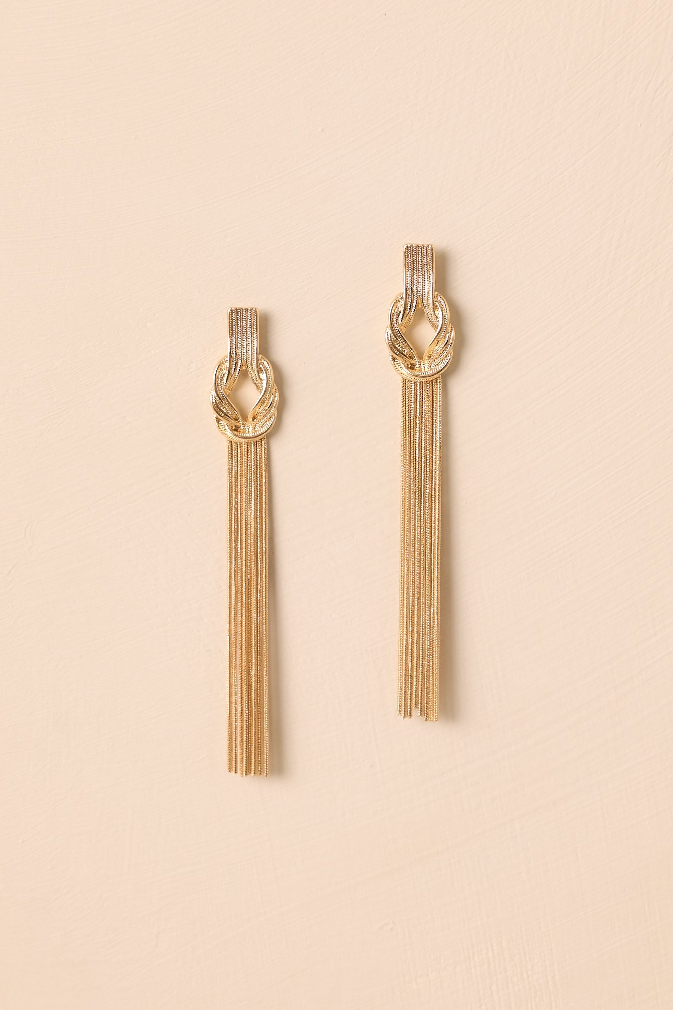 Remember When Gold Knot Tassel Drop Earrings