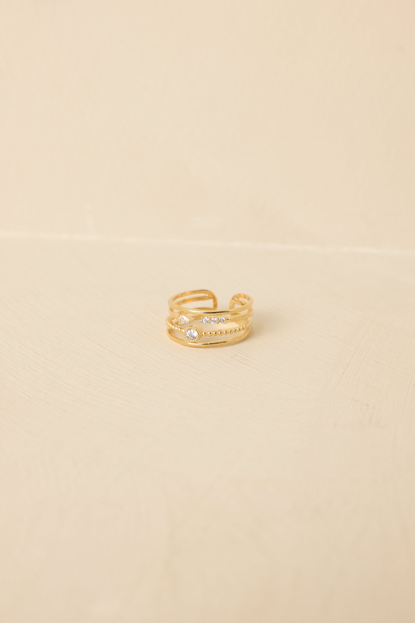 On the Other Hand Gold & Rhinestone Layered Ring