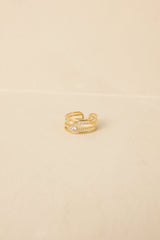 On the Other Hand Gold & Rhinestone Layered Ring