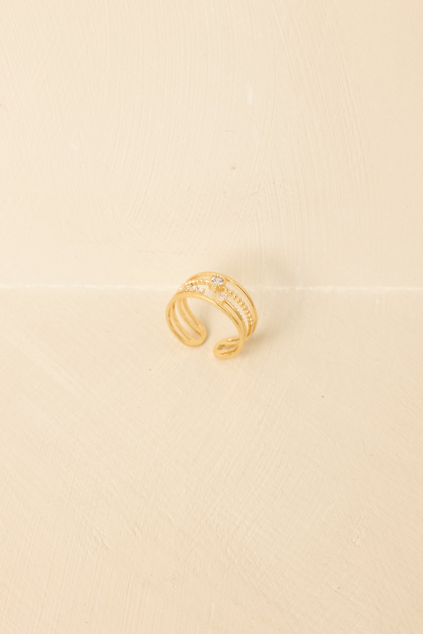 On the Other Hand Gold & Rhinestone Layered Ring
