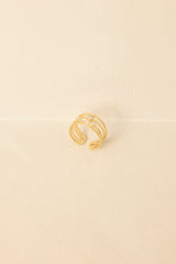 On the Other Hand Gold & Rhinestone Layered Ring