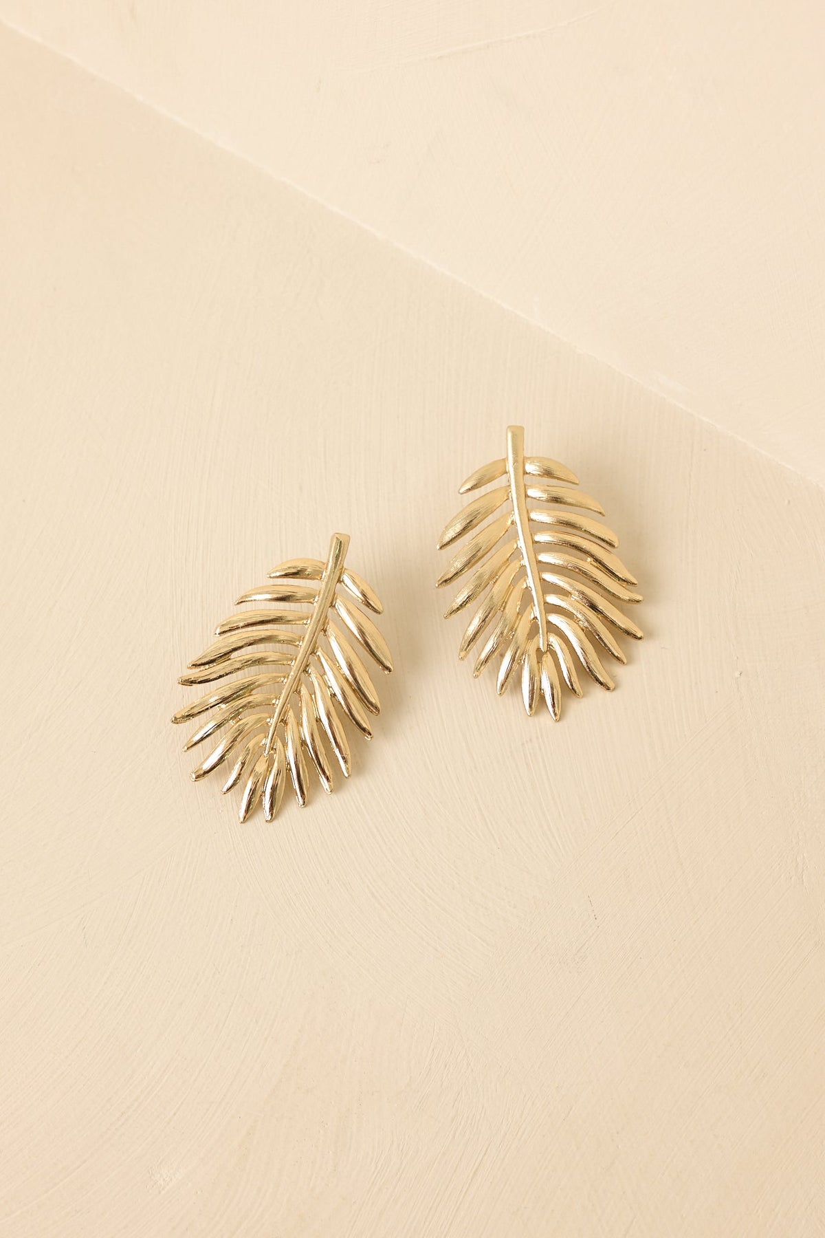 These Right Here Gold Palm Leaf Drop Earrings