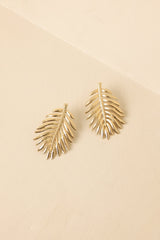These Right Here Gold Palm Leaf Drop Earrings