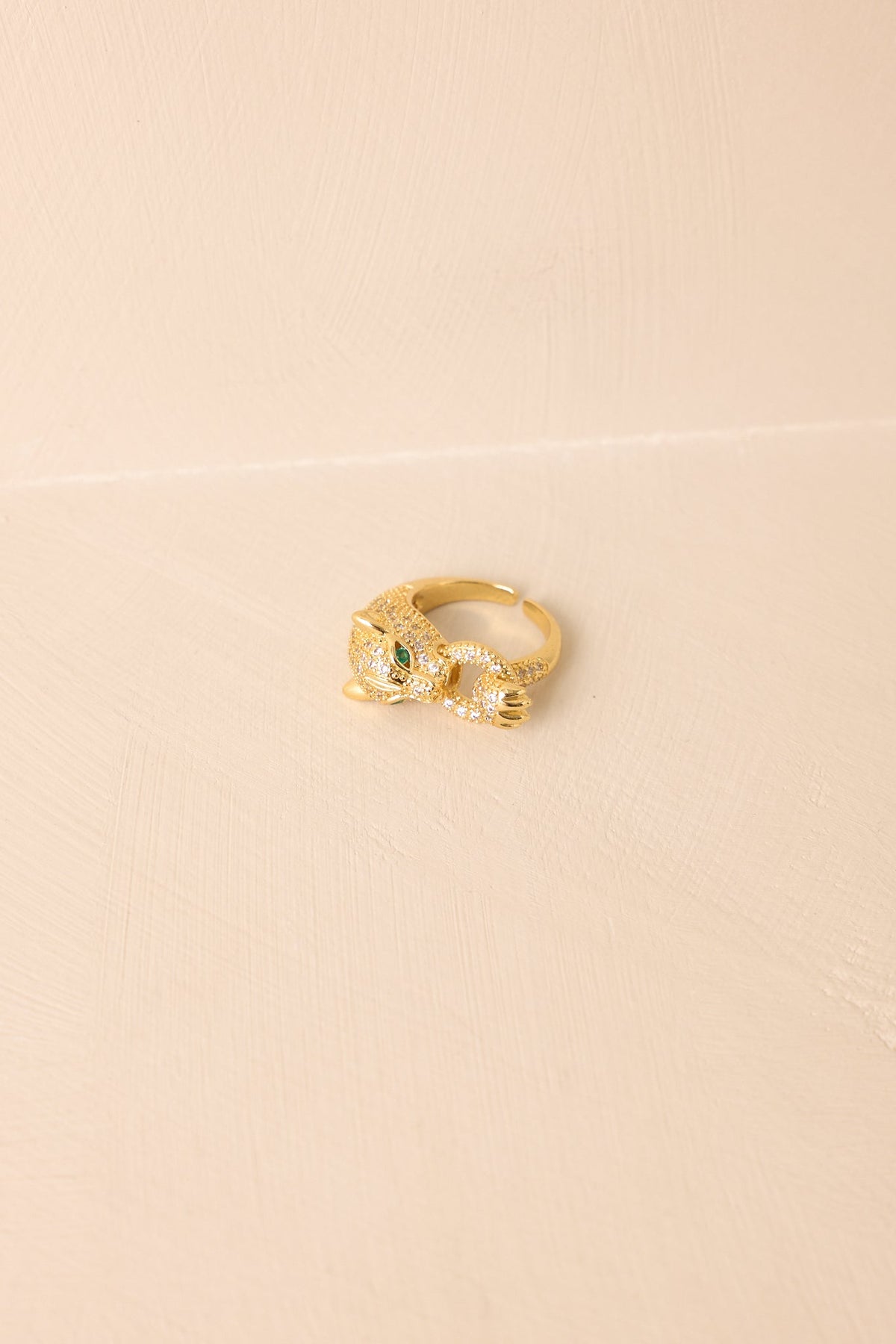 You Get The Idea Gold Pavè Rhinestone Panther Ring