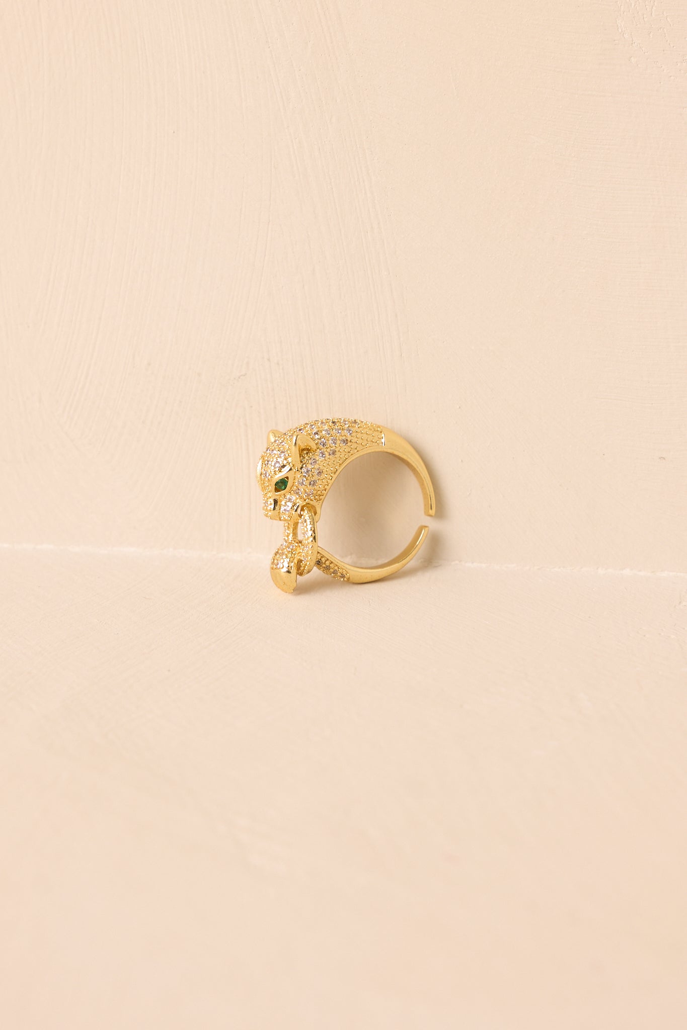 You Get The Idea Gold Pavè Rhinestone Panther Ring