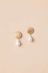 Seashell Sonata Gold and Ivory Pearl Earrings