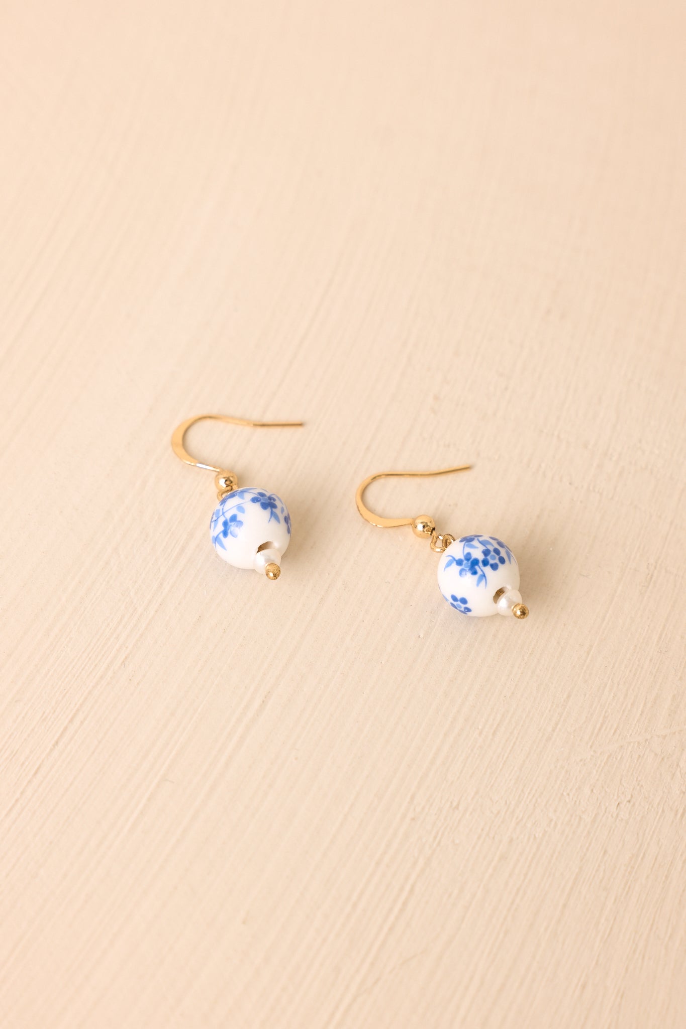 Timeless Charm White & Blue Porcelain Drop Earrings